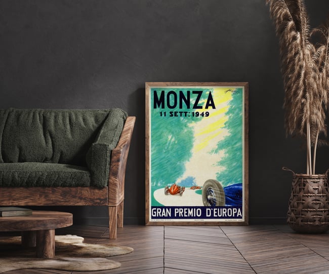 Gran Premio d'Europa, Monza | Aldo Mazza | 1949 | Vintage Poster | Automobile Racing | Home Decor