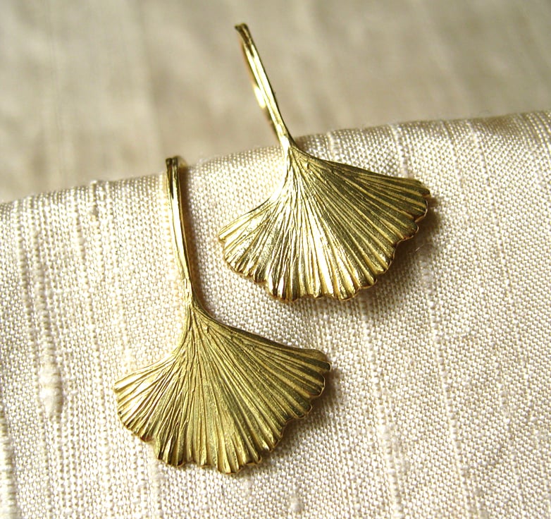 Leaf earrings gold Clearance