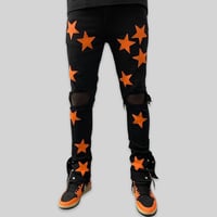 Image 1 of Snap Buttons x Orange Stars Black Jean