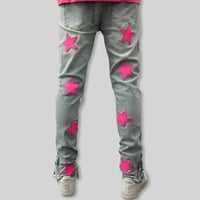 Image 4 of Snap Buttons x Pink Stars Blue Jean