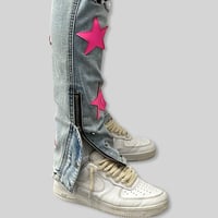 Image 3 of Snap Buttons x Pink Stars Blue Jean