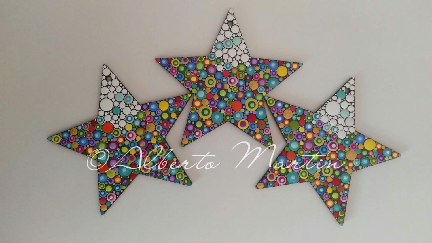 Image of (Number 41). New Christmas tree ornaments - Dot art Christmas decor. Set of 3.