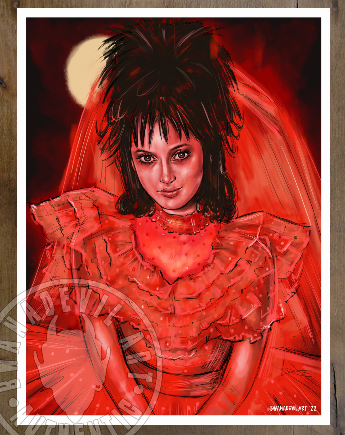 Image of Lydia Deetz (Wedding dress) Beetlejuice 9x12 in. art prints