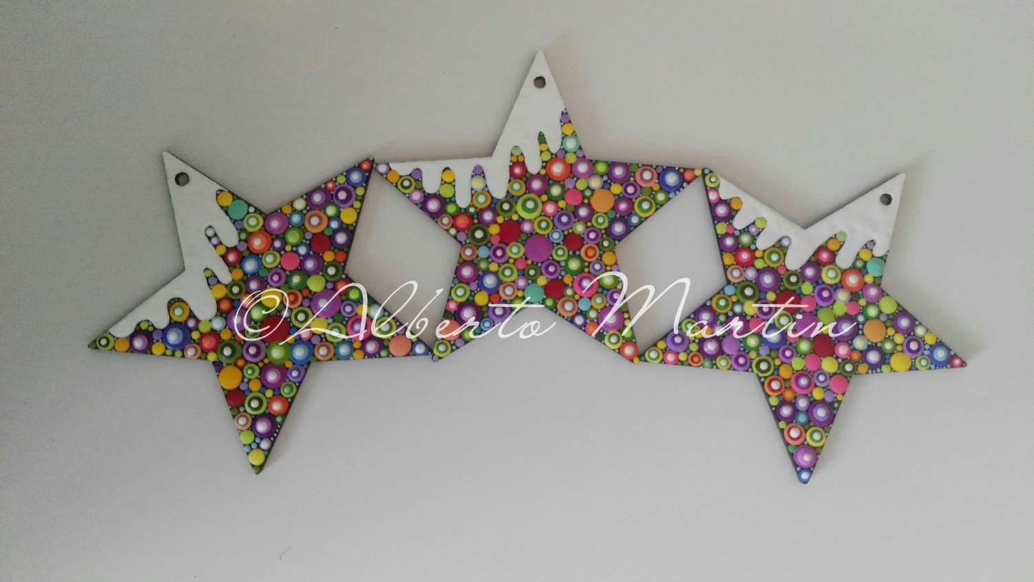 Image of (Number 44). New Christmas tree ornaments - Dot art Christmas decor. Set of 3.