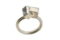 Strata ring Aquamarine interlaced with cube in silver