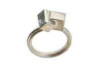 Image 2 of Strata ring Aquamarine interlaced with cube in silver