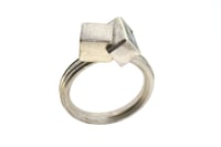 Image 3 of Strata ring Aquamarine interlaced with cube in silver