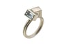 Strata ring Aquamarine interlaced with cube in silver