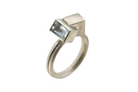 Image 1 of Strata ring Aquamarine interlaced with cube in silver