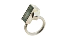 Image 1 of Strata ring,  Aquamarine in silver clustered with cube