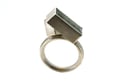 Strata ring,  Aquamarine in silver clustered with cube