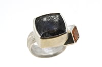 Image 4 of Strata ring, black tourmaline quartz interlaced with citrine