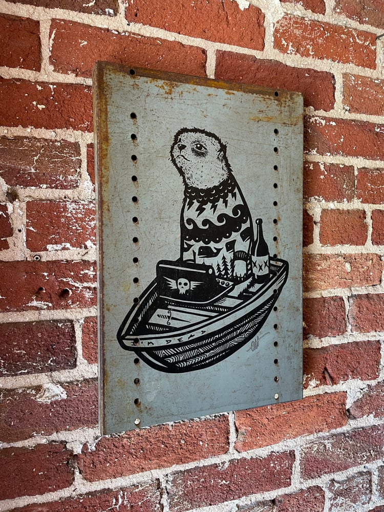 Image of The Writer on Reclaimed Metal
