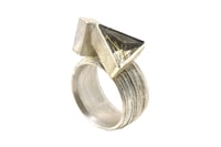 Image 1 of Strata ring,  Rutile Quartz  in silver interlaced with cube and octahedron