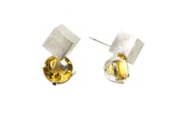 Image 2 of 12mm round Citrine stud earrings set in sterling silver with a 10mm cubes