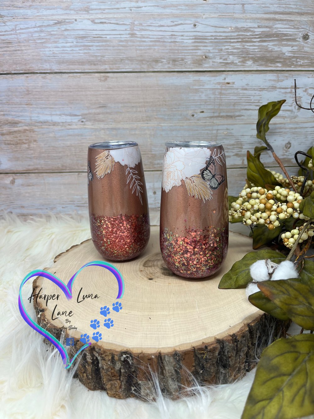 Image of Butterfly Rose Gold Champagne Flutes-set of 2