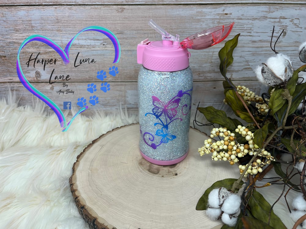 Image of 18oz Ombre Butterfly  Pink Easy Sip Tumbler