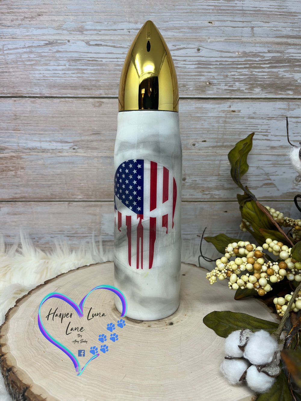 Image of 17oz American Flag Punisher Bullet Tumbler