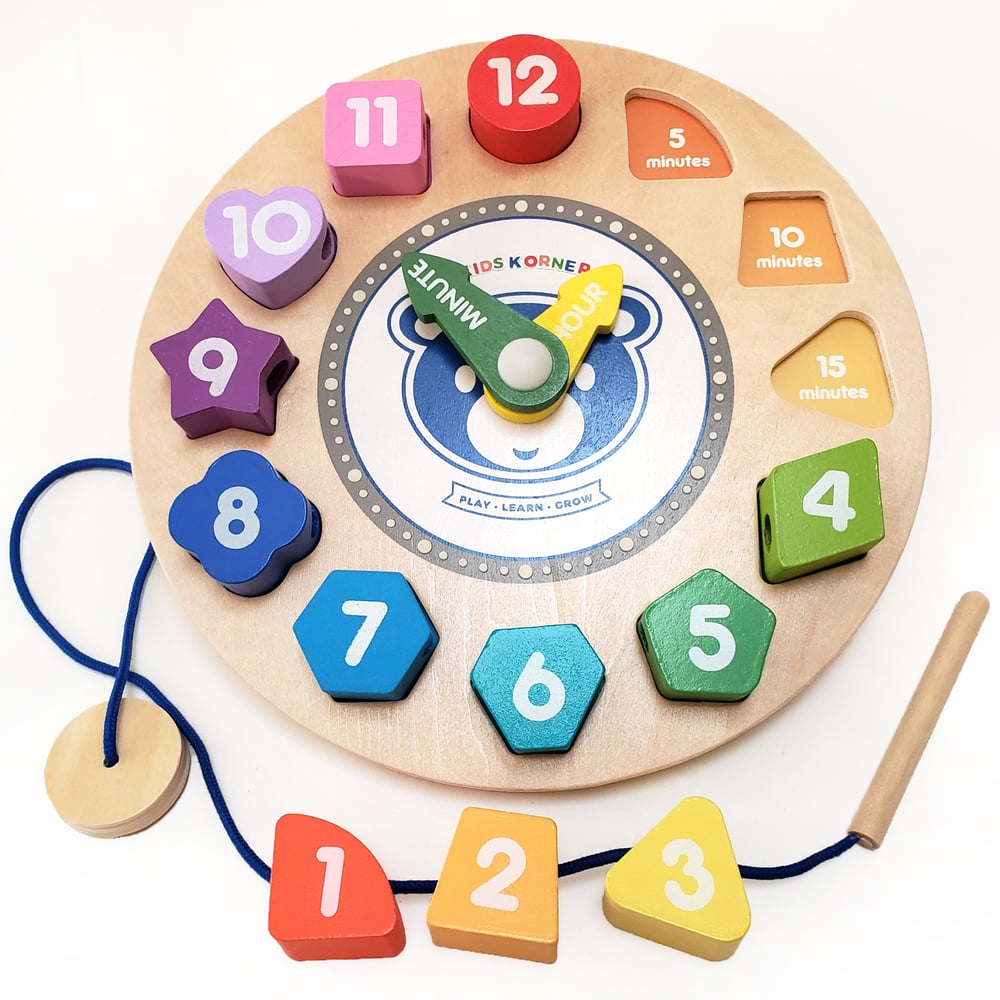 Image of Lace & Learn Wooden Clock