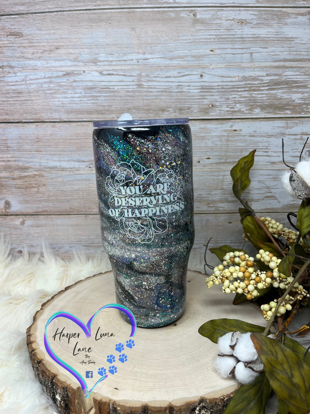 Image of 32oz You are Deserving of Happiness Marble Tumbler