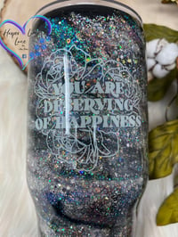 Image 3 of 32oz You are Deserving of Happiness Marble Tumbler