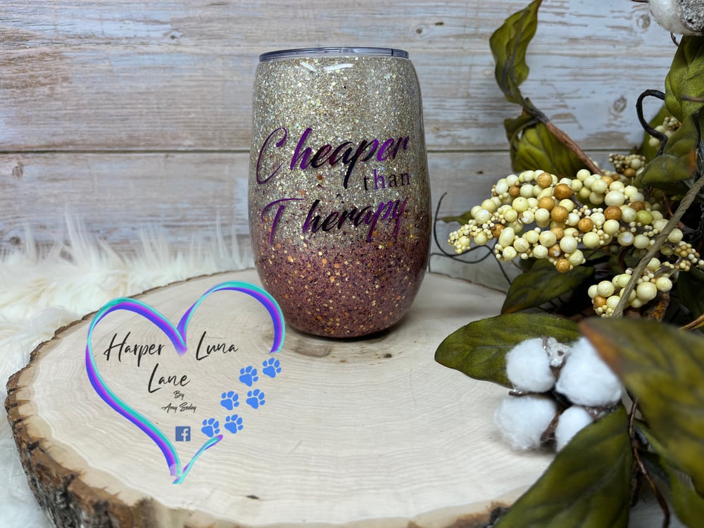 Image of Cheaper Than Therapy 14 oz Wine Tumbler 