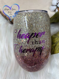 Image 2 of Cheaper Than Therapy 14 oz Wine Tumbler 