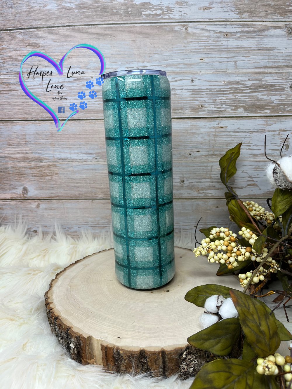 Image of 32oz Green Plaid Tumbler