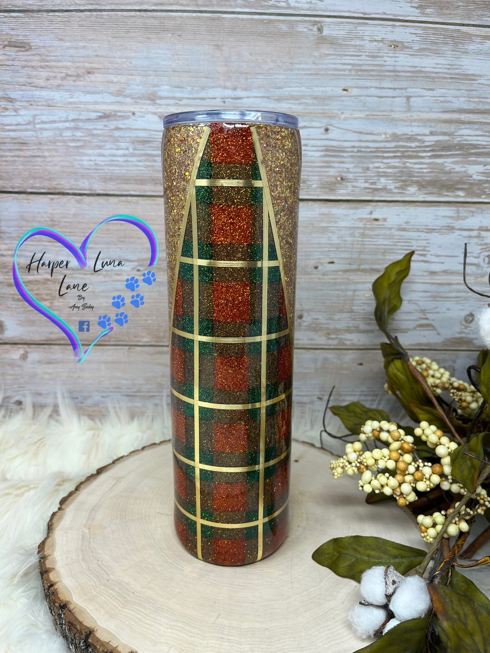 Image of 32oz Stay Humble and Hustle Hard Plaid Tumbler
