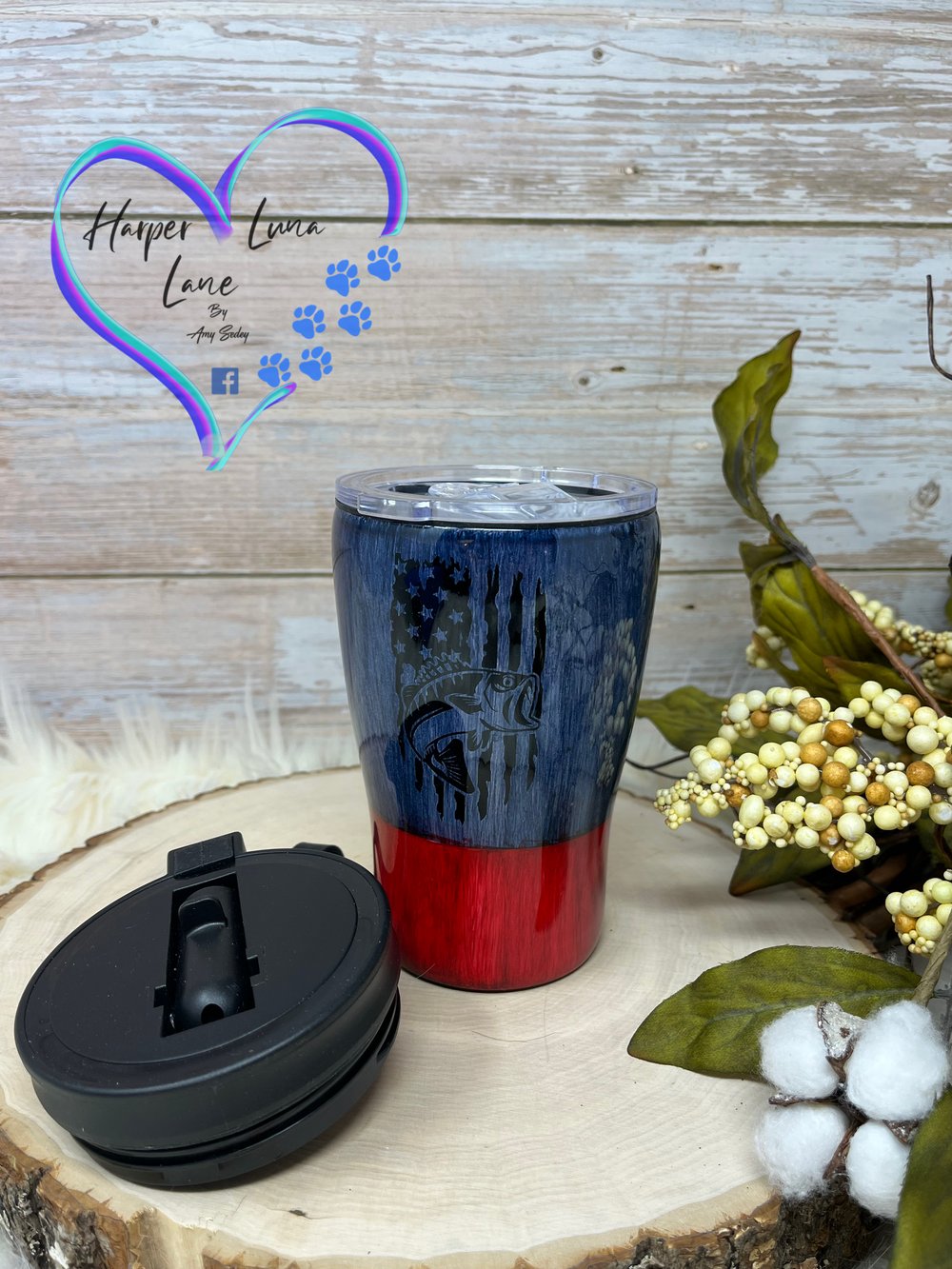 Image of 12oz Texas Flag Fish Duo Tumbler