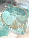 14k sold gold Cuban link turquoise  initial diamond bracelet 