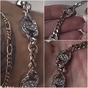 Image of Auth Chanel CC Interlocking Crystal Link Bracelet 