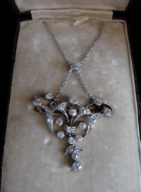 Image 5 of EDWARDIAN PLATINUM DIAMOND LAVALIERE PENDANT AND DETACHABLE BROOCH IN FITTED BOX