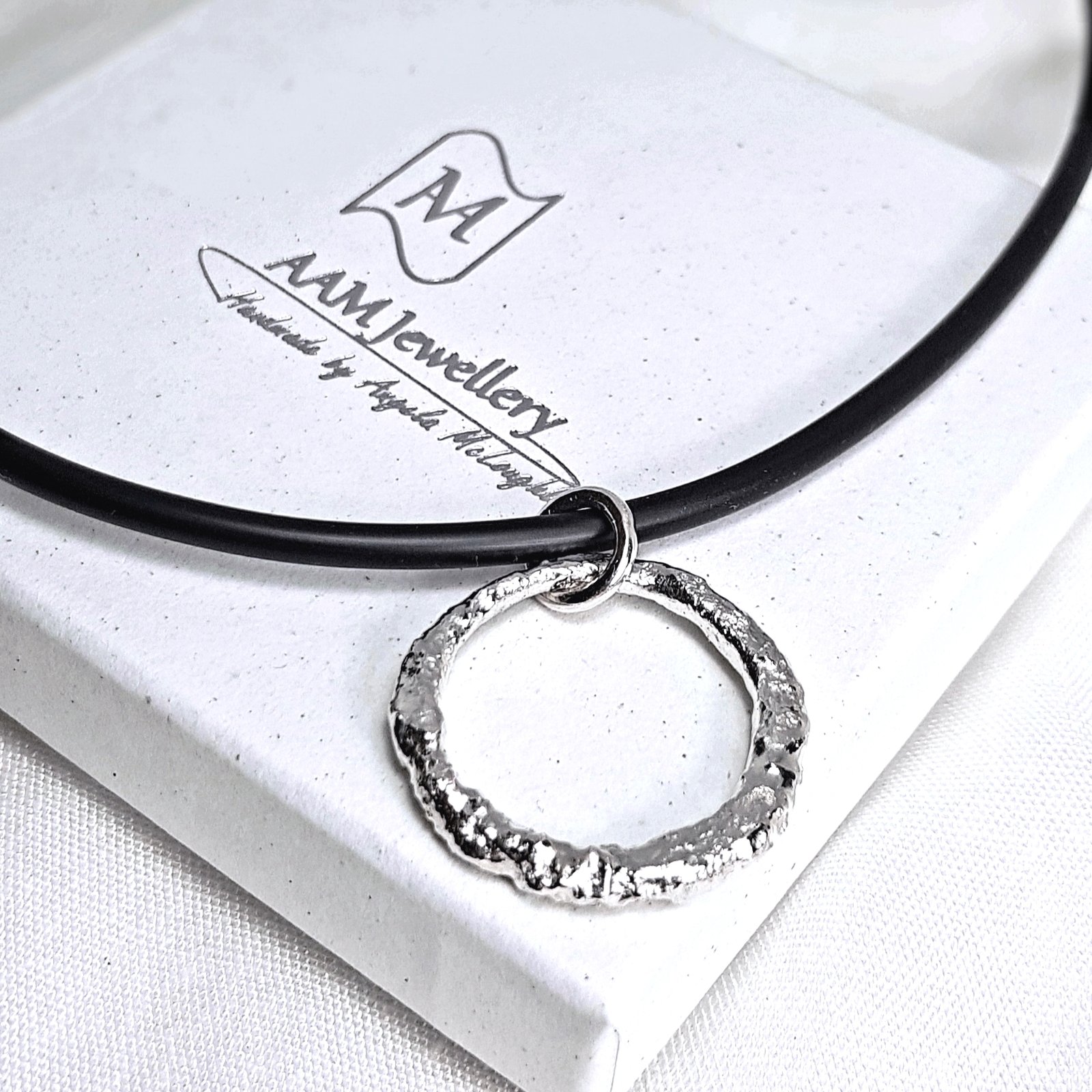 Long silver circle on sale necklace