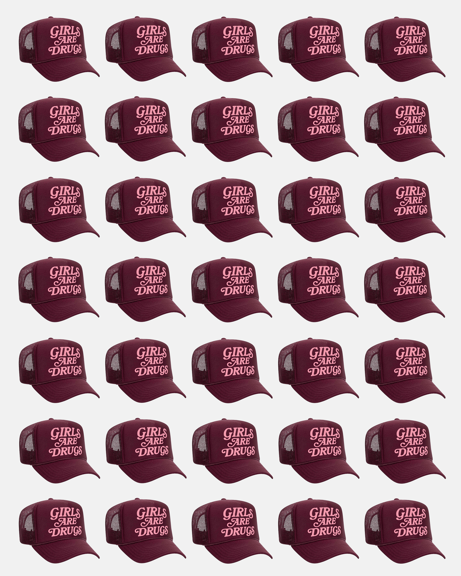 Image of GIRLS ARE DRUGS® TRUCKERS - MAROON / PINK