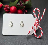 Image 1 of Christmas Tree fine silver stud earrings