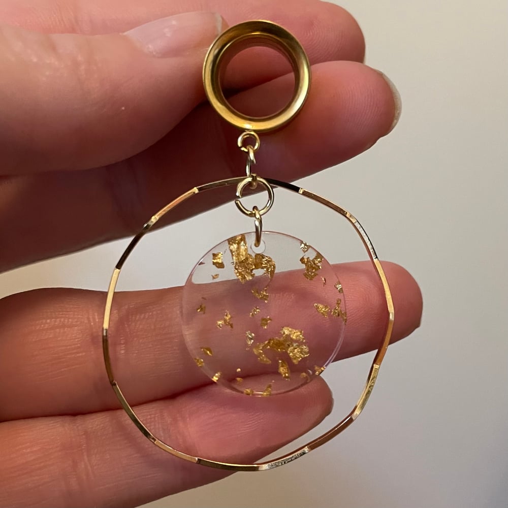 Image of Gold Flake Hoop Tunnel Dangles (sizes 2g-2")