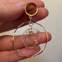 Gold Flake Hoop Tunnel Dangles (sizes 4g-2")