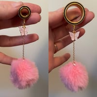 Pink Puff Butterfly Tunnel Dangles (sizes 2g-1")