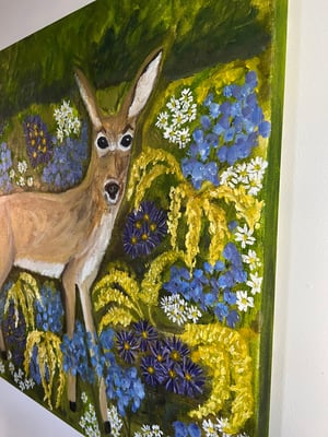 Image of Deer in the meadow. Original oil painting.