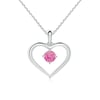 Solitaire Round Pink Sapphire Open Heart Pendant