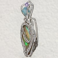 Image 3 of Ethiopian Opal Woven Wire Wrapped Pendant
