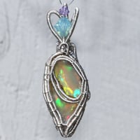 Image 2 of Ethiopian Opal Woven Wire Wrapped Pendant