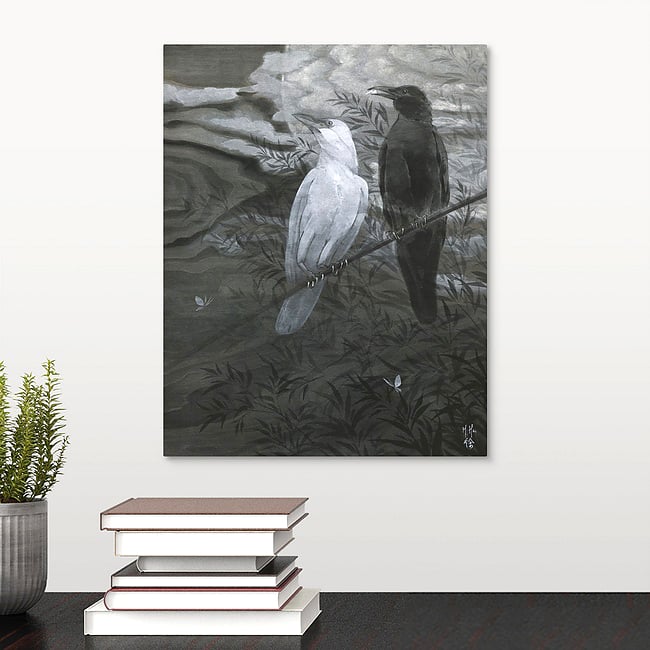 'Crows and Silver Moon' Artist-Embellished LTD Canvas Print