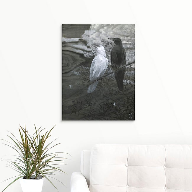 'Crows and Silver Moon' Artist-Embellished LTD Canvas Print