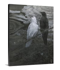 Image 1 of 'Crows and Silver Moon' Artist-Embellished LTD Canvas Print