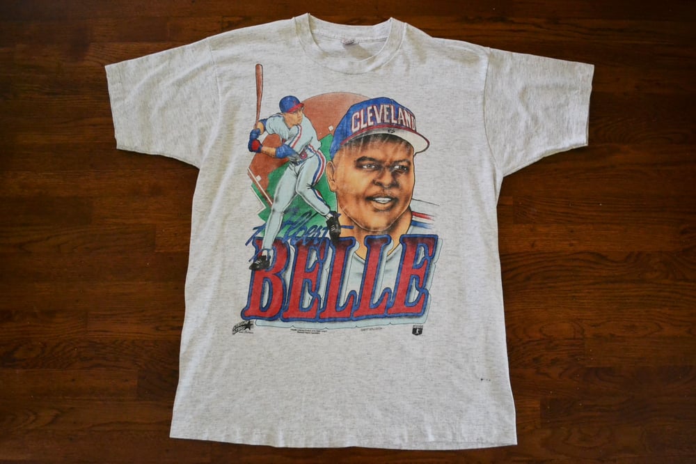 Image of Vintage 1990's Cleveland Indians Albert Belle Stadium Stars T-Shirt Sz.XL