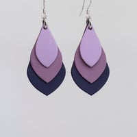 Image 1 of Australian leather teardrop earrings - Lilac, violet, dark purple [TPP-070]