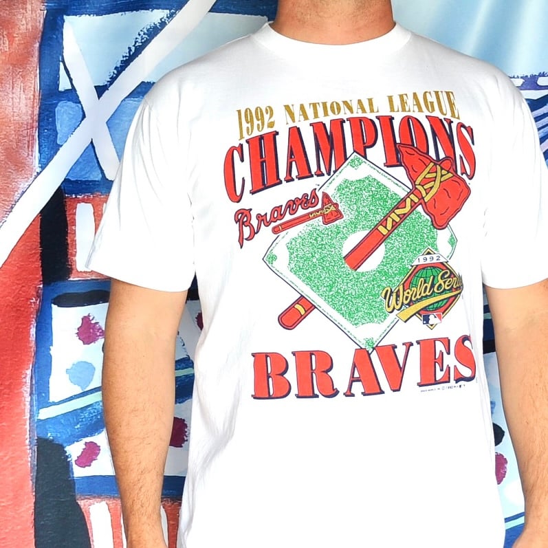 Image of Vintage 1992 Atlanta Braves NL Champs / World Series T-Shirt Sz.L