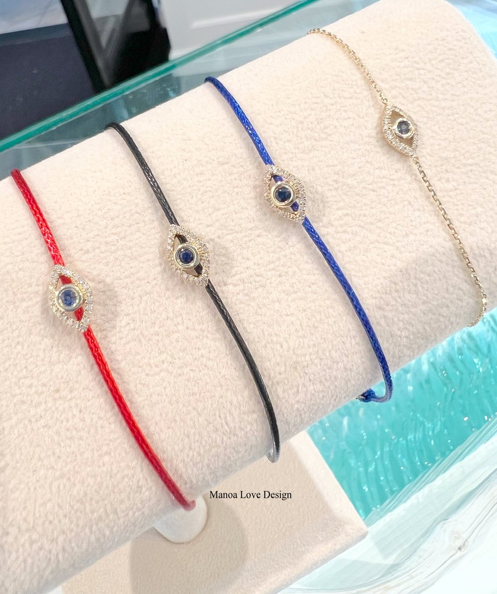 14k diamond evil eye bracelet (cord, chain) Manoa Love Design